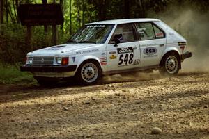 John Zoerner / Greg Reno Dodge Omni GLH-Turbo at speed on SS11, Anchor Hill.