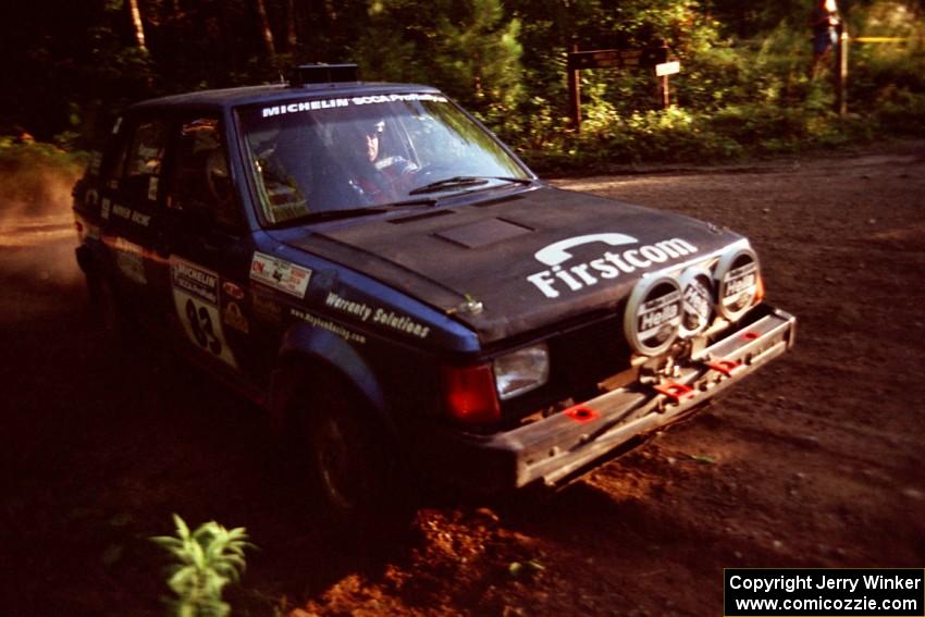 Mark Utecht / Diane Sargent Dodge Omni GLH-Turbo at a 90-right on SS1, Akeley Cutoff.