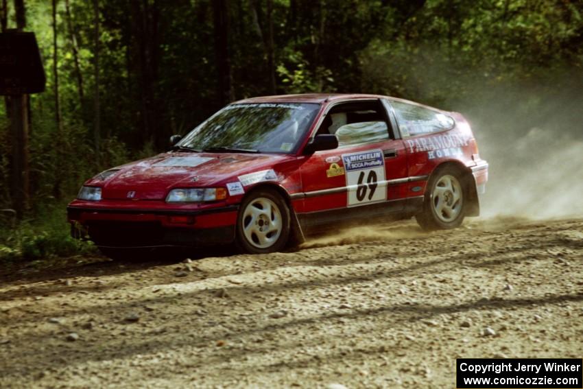 Charles Sherrill / Mark Rea Honda CRX Si at speed on SS11, Anchor Hill.