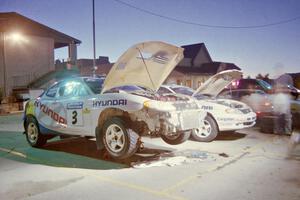 Paul Choiniere / Jeff Becker and Noel Lawler / Charles Bradley Hyundai Tiburons get attention the night before the rally.