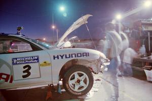 Paul Choiniere / Jeff Becker and Noel Lawler / Charles Bradley Hyundai Tiburons get attention the night before the rally.