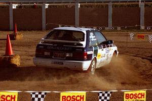 Gail Truess / Pattie Hughes Mazda 323GTX on SS1, Fairgrounds.