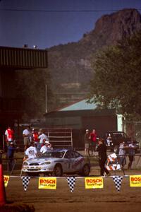 Paul Choiniere / Jeff Becker Hyundai Tiburon at the start of SS1, Fairgrounds.