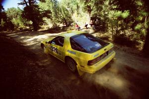 Paul Bojinov / Julian Ragalie Mazda RX-7 leaves the start of SS5, Mingus Mountain II.