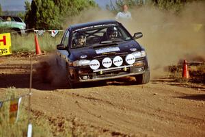 Pat Richard / Ben Bradley Subaru Impreza 2.5RS at the spectator corner on SS8, Limestone I.