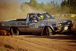 Mike Halley / Emily Burton-Weinman Dodge Ram 50 brings the tail out at the spectator corner on SS8, Limestone I.