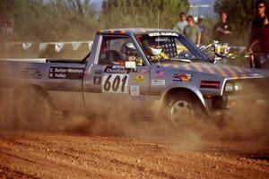 Mike Halley / Emily Burton-Weinman Dodge Ram 50 accidentally comes to a halt at the spectator corner on SS8, Limestone I.