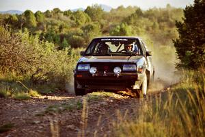 Steve Westwood / Alex Gelsomino VW GTI comes into the spectator corner on SS8, Limestone I.