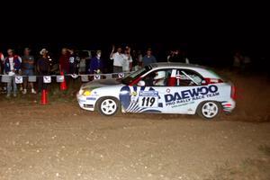 Peter Malaszuk / Darek Szerejko Daewoo Nubira at the spectator corner on SS9, Limestone II.