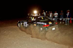 Lee Shadbolt / Claire Chizma Subaru Impreza at the spectator corner on SS9, Limestone II.