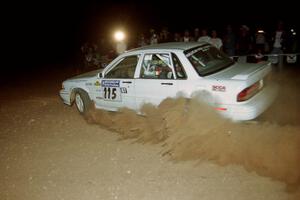 Seamus Burke / Tom Lawless Mitsubishi Galant VR-4 at the spectator corner on SS9, Limestone II.