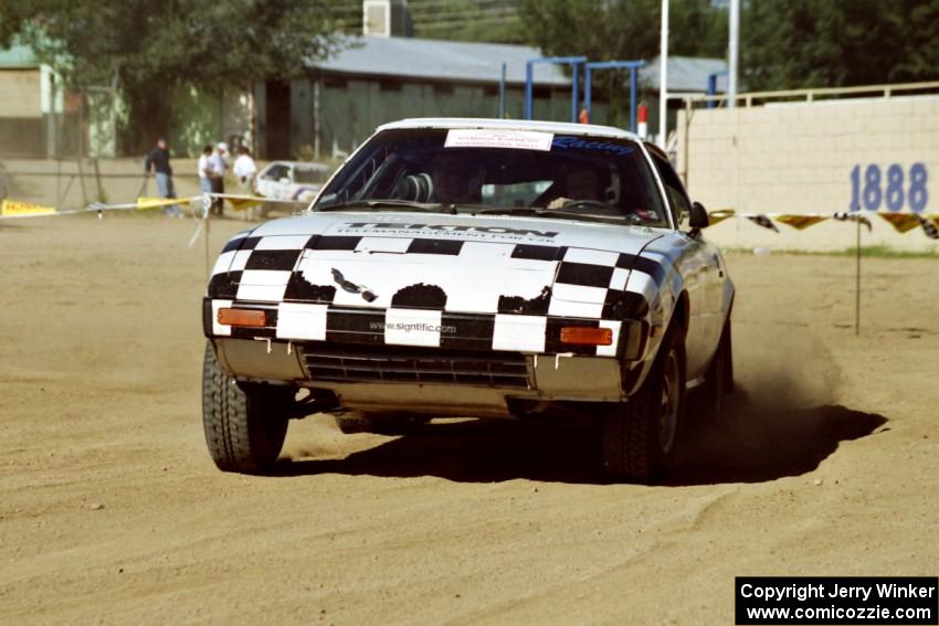 Cable Rhodes / Tyler Rhodes Mazda RX-7 on SS1, Fairgrounds.