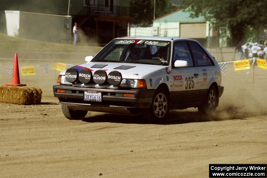 Bruce Brown / Pat Brown Mazda 323GTX on SS1, Fairgrounds.