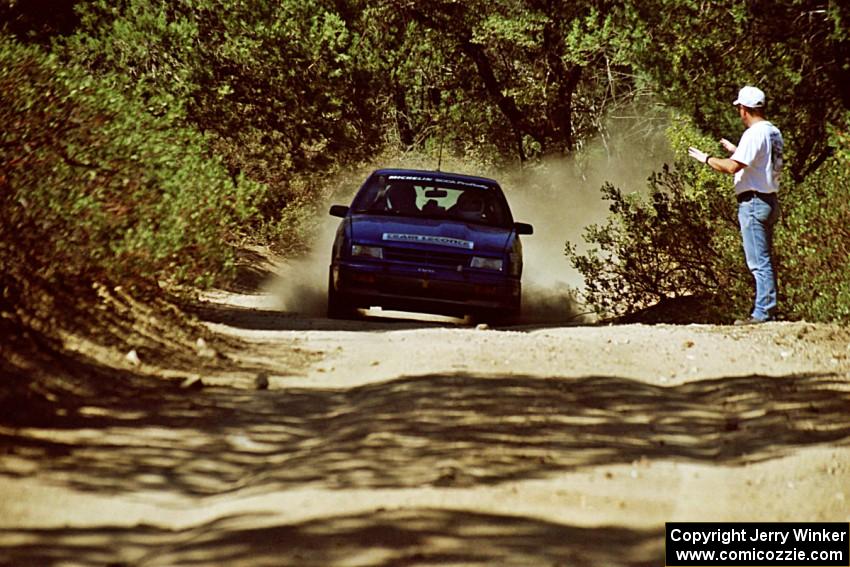 Kendall Russell / Dave Weiman Dodge Shadow limps into the finish of SS2, Mingus Mountan I, and call it a DNF.