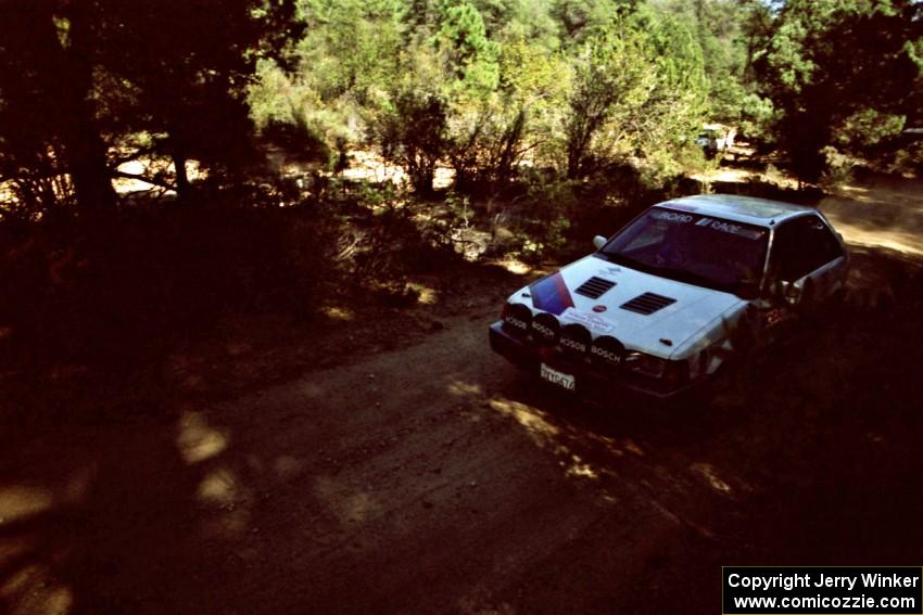 Paul Timmerman / Ola Lysenstoen Mazda 323GTX near the start of SS5, Mingus Mountain II.