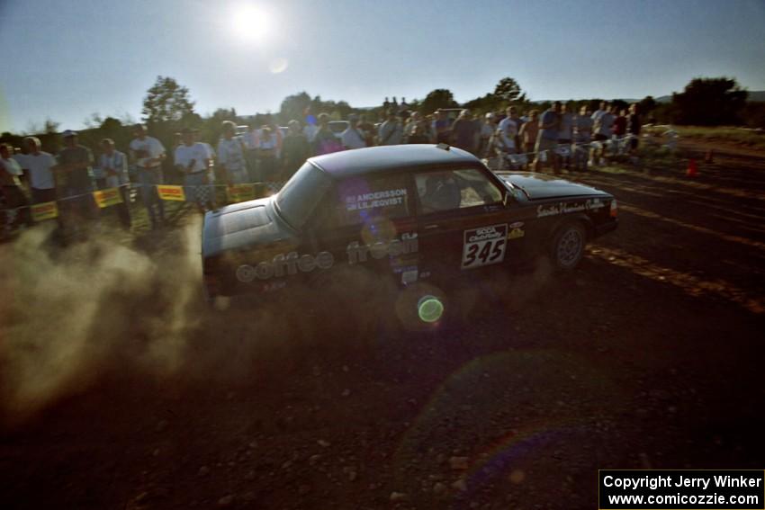 Thomas Liljequist / R. Anderson Volvo 240 at the spectator corner on SS8, Limestone I.