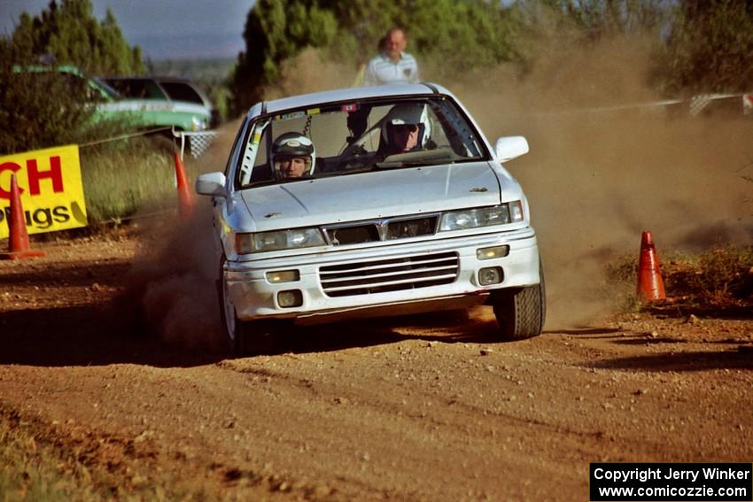 Seamus Burke / Tom Lawless Mitsubishi Galant VR-4 at the spectator corner on SS8, Limestone I.