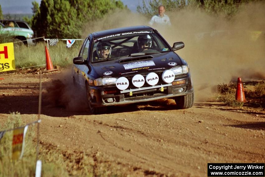 Pat Richard / Ben Bradley Subaru Impreza 2.5RS at the spectator corner on SS8, Limestone I.