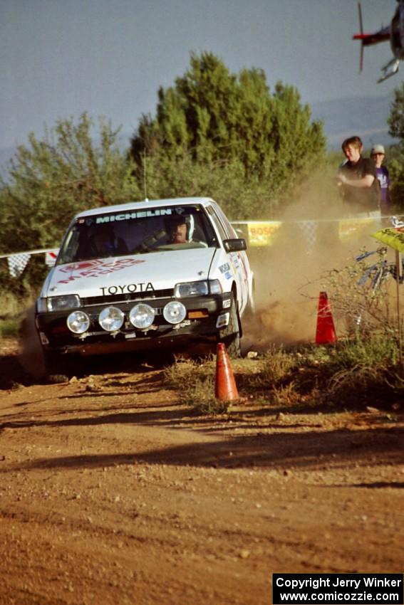 Mark Brown / Ole Holter Toyota FX-16 at the spectator corner on SS8, Limestone I.