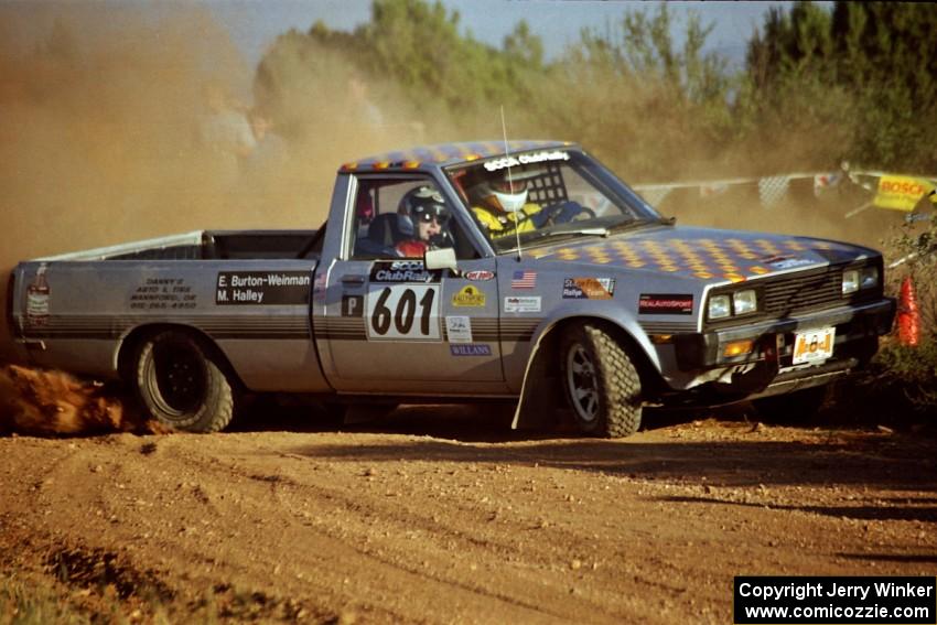 Mike Halley / Emily Burton-Weinman Dodge Ram 50 brings the tail out at the spectator corner on SS8, Limestone I.