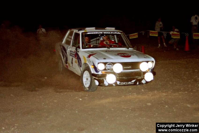 Mike Whitman / Flynn Baglin Datsun 510 at the spectator corner on SS9, Limestone II.