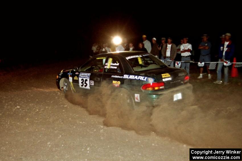 Lee Shadbolt / Claire Chizma Subaru Impreza at the spectator corner on SS9, Limestone II.