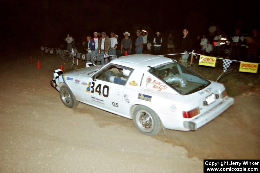 Cable Rhodes / Tyler Rhodes Mazda RX-7 at the spectator corner on SS9, Limestone II.