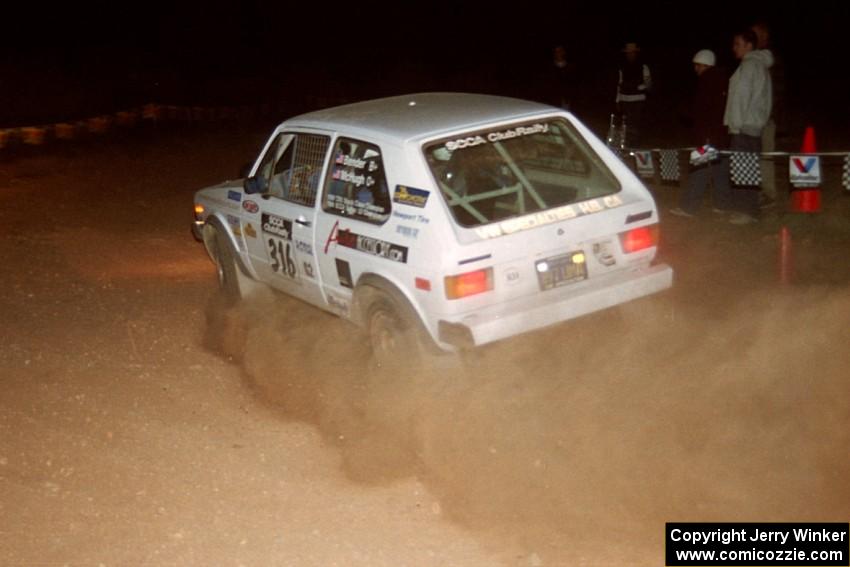 Steve Bender / Craig McHugh VW Rabbit at the spectator corner on SS9, Limestone II.