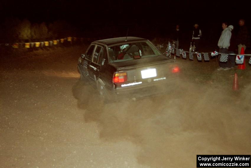 Paula Gibeault / Steve Mendez VW Jetta at the spectator corner on SS9, Limestone II.