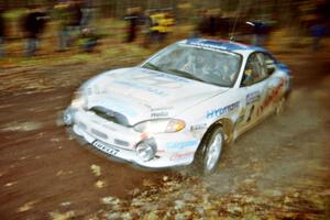 Noel Lawler / Charles Bradley Hyundai Tiburon at the second to last corner of SS1, Beacon Hill.