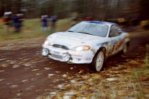 Paul Choiniere / Jeff Becker Hyundai Tiburon at the second to last corner of SS1, Beacon Hill.