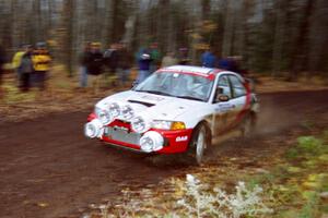 Garen Shrader / Doc Schrader Mitsubishi Lancer Evo IV at the second to last corner of SS1, Beacon Hill.