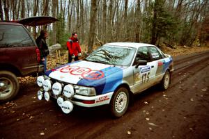 Alex Erisoty / Ben Greisler Audi 90 Quattro check into the finish of SS1, Beacon Hill.