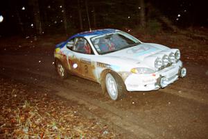 Paul Choiniere / Jeff Becker Hyundai Tiburon at speed on SS2, Bob Lake I.