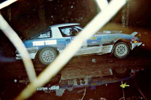 Mike Hurst / Rob Bohn Mazda RX-7 at speed on SS2, Bob Lake I.