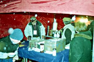 Jon Davis serves up his specialty chili at service in Kenton.