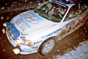 Noel Lawler / Charles Bradley Hyundai Tiburon near the flying finish of SS5, Passmore.