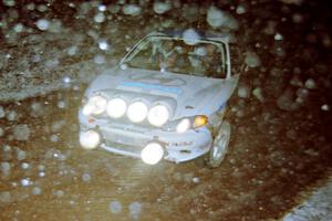 Paul Choiniere / Jeff Becker Hyundai Tiburon near the flying finish of SS5, Passmore.