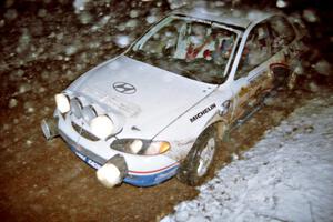 John Buffum / Lance Smith Hyundai Elantra near the flying finish of SS5, Passmore.