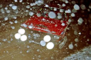 Jon Kemp / Rod Hendricksen Audi 4000 Quattro near the flying finish of SS5, Passmore.