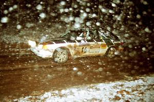 Gail Truess / Pattie Hughes Mazda 323GTX just seconds before crashing heavily into a tree at the flying finish of SS5, Passmore.