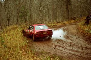 Jon Kemp / Rod Hendricksen Audi 4000 Quattro slide off the road at the final corner of SS11, Gratiot Lake I.