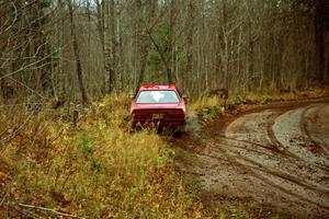 Jon Kemp / Rod Hendricksen Audi 4000 Quattro slide off the road at the final corner of SS11, Gratiot Lake I.