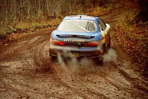 Paul Choiniere / Jeff Becker Hyundai Tiburon at the final corner of SS11, Gratiot Lake I.