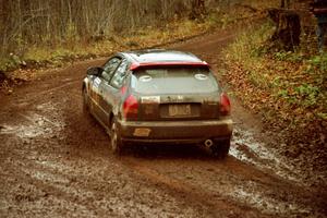 Bryan Hourt / Pete Cardimen Honda Civic at the final corner of SS11, Gratiot Lake I.