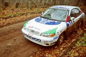 Peter Malaszuk / Darek Szerejko Daewoo Nubira at the finish of SS11, Gratiot Lake I.