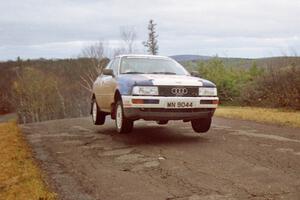 Alex Erisoty / Ben Greisler Audi 90 Quattro at the final yump on SS14, Brockway Mountain I.