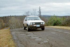 Bob Nielsen / Brenda Corneliusen VW GTI at the final yump on SS14, Brockway Mountain I.