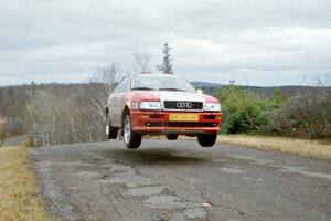 John Rek / Mariusz Malik Audi S2 Quattro at the final yump on SS14, Brockway Mountain I.