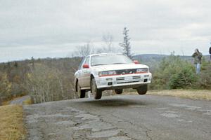 Todd Jarvey / Rich Faber Mitsubishi Galant VR-4 at the final yump on SS14, Brockway Mountain I.